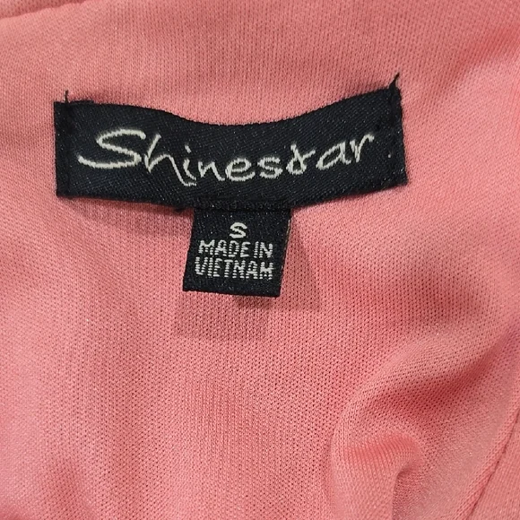 Shinestar - Pink Elegant High-Low Flared Hem, Ruffle Neck Dress Women's Small - Picture 12 of 13